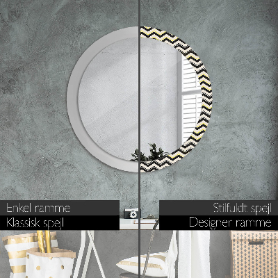 Round mirror printed frame Zig-zag pattern