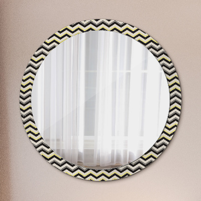 Round mirror printed frame Zig-zag pattern