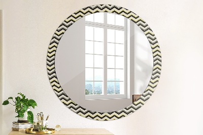 Round mirror printed frame Zig-zag pattern