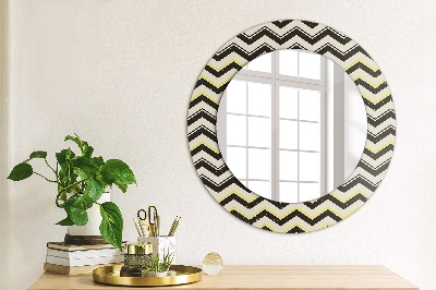 Round mirror printed frame Zig-zag pattern