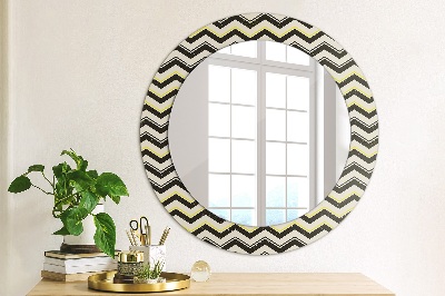 Round mirror printed frame Zig-zag pattern