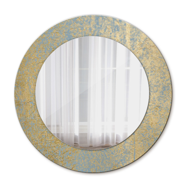 Round mirror printed frame Golden foil texture