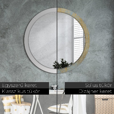 Round mirror printed frame Golden foil texture