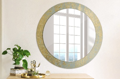 Round mirror printed frame Golden foil texture