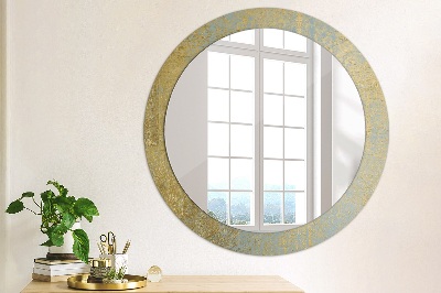 Round mirror printed frame Golden foil texture