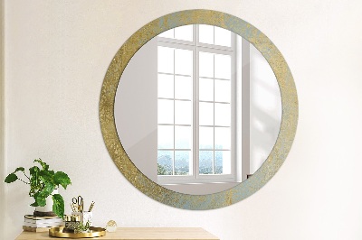 Round mirror printed frame Golden foil texture