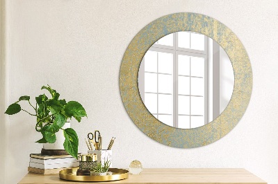 Round mirror printed frame Golden foil texture