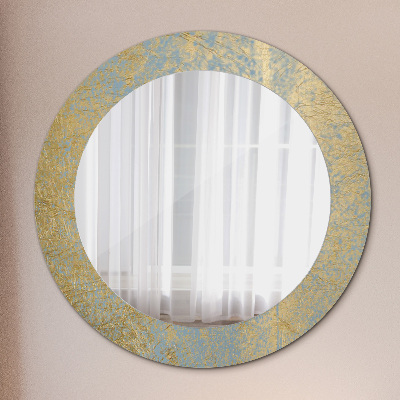 Round mirror printed frame Golden foil texture