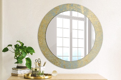 Round mirror printed frame Golden foil texture