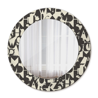 Round decorative wall mirror Abstract typography