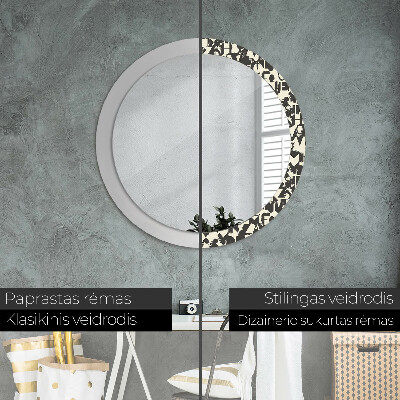 Round decorative wall mirror Abstract typography