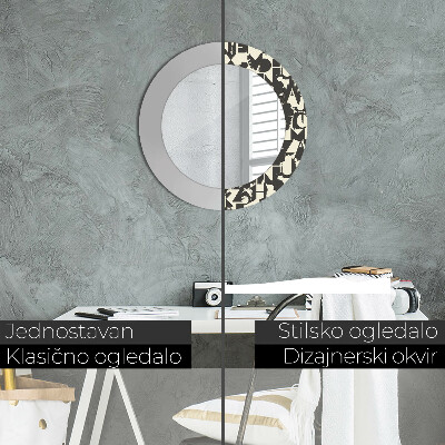 Round decorative wall mirror Abstract typography