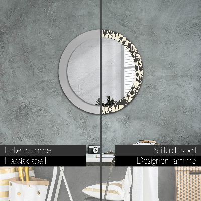 Round decorative wall mirror Abstract typography