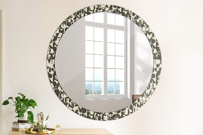 Round decorative wall mirror Abstract typography