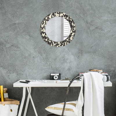 Round decorative wall mirror Abstract typography