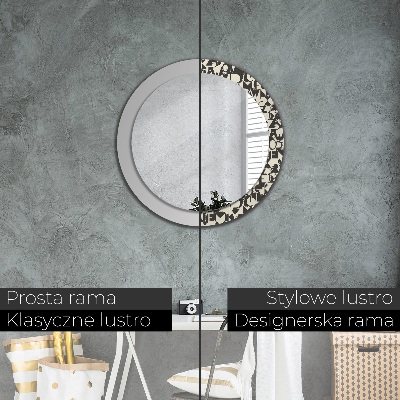 Round decorative wall mirror Abstract typography