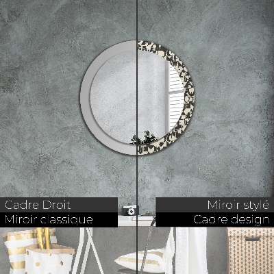 Round decorative wall mirror Abstract typography