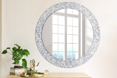 Round decorative wall mirror Tropical palm countur