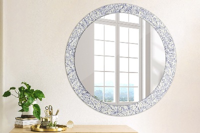 Round decorative wall mirror Tropical palm countur