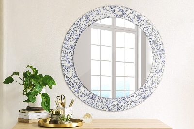 Round decorative wall mirror Tropical palm countur