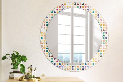 Round Wall Mirror Surrounded by Smaller Round Mirrors Multicolor