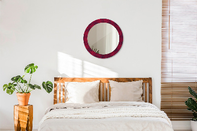 Round decorative wall mirror Red plaid