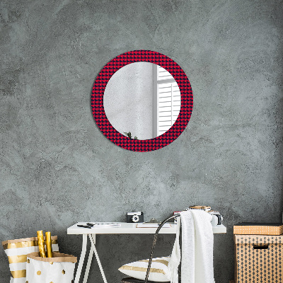 Round decorative wall mirror Red plaid