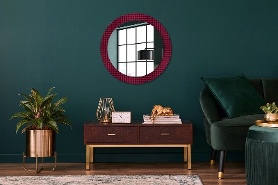 Round decorative wall mirror Red plaid