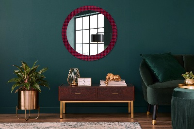 Round decorative wall mirror Red plaid