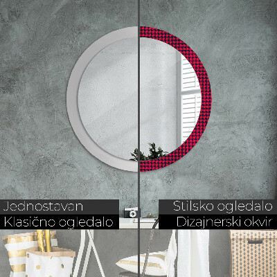 Round decorative wall mirror Red plaid