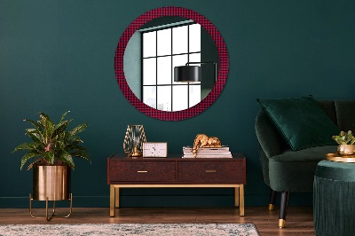 Round decorative wall mirror Red plaid