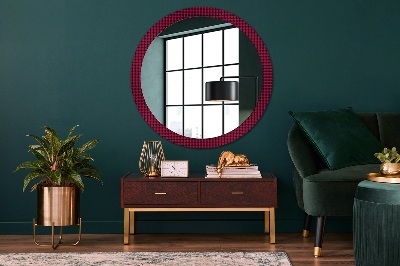 Round decorative wall mirror Red plaid