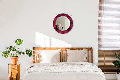 Round decorative wall mirror Red plaid