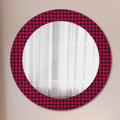 Round decorative wall mirror Red plaid