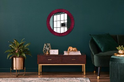 Round decorative wall mirror Red plaid