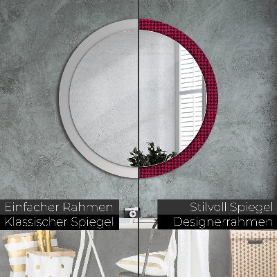 Round decorative wall mirror Red plaid