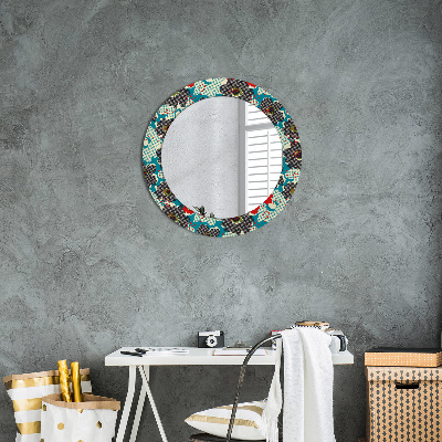 Round mirror print Retro flowers pattern