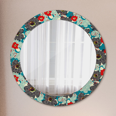 Round mirror print Retro flowers pattern