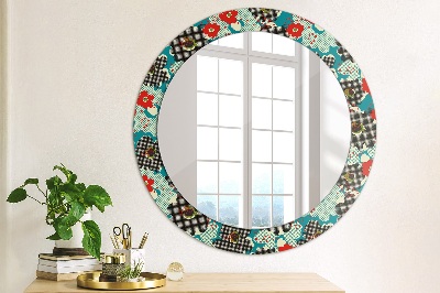 Round mirror print Retro flowers pattern