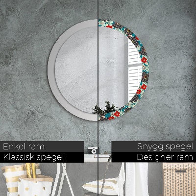 Round mirror print Retro flowers pattern