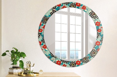 Round mirror print Retro flowers pattern