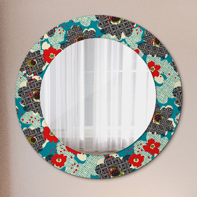 Round mirror print Retro flowers pattern