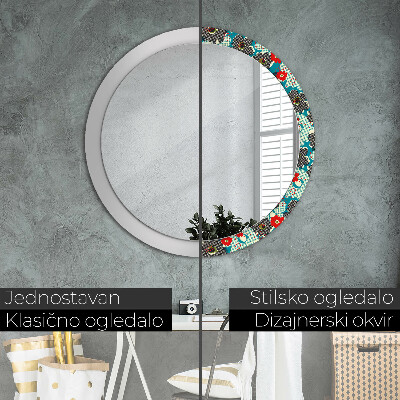 Round mirror print Retro flowers pattern