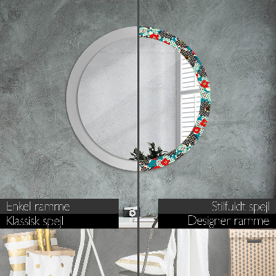 Round mirror print Retro flowers pattern