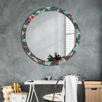 Round mirror print Retro flowers pattern