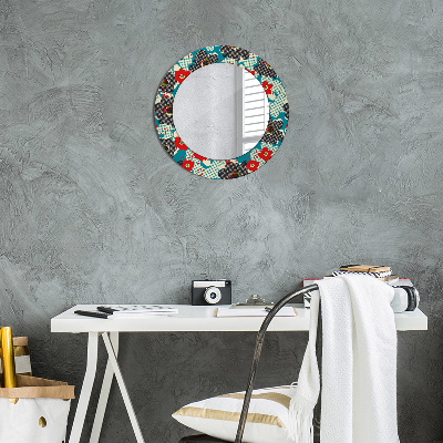 Round mirror print Retro flowers pattern