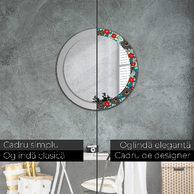 Round mirror print Retro flowers pattern