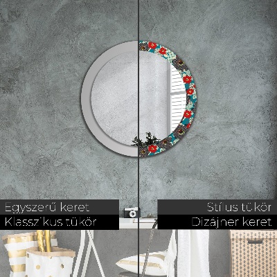 Round mirror print Retro flowers pattern