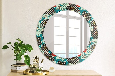 Round mirror print Retro flowers pattern