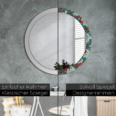 Round mirror print Retro flowers pattern